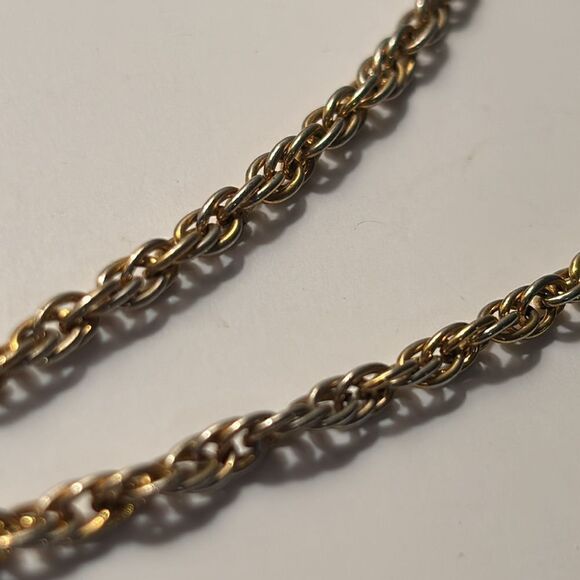 Vintage Gold Tone Chain with Twisted Mesh Rope and Mesh Beads 26” - Picture 8 of 8